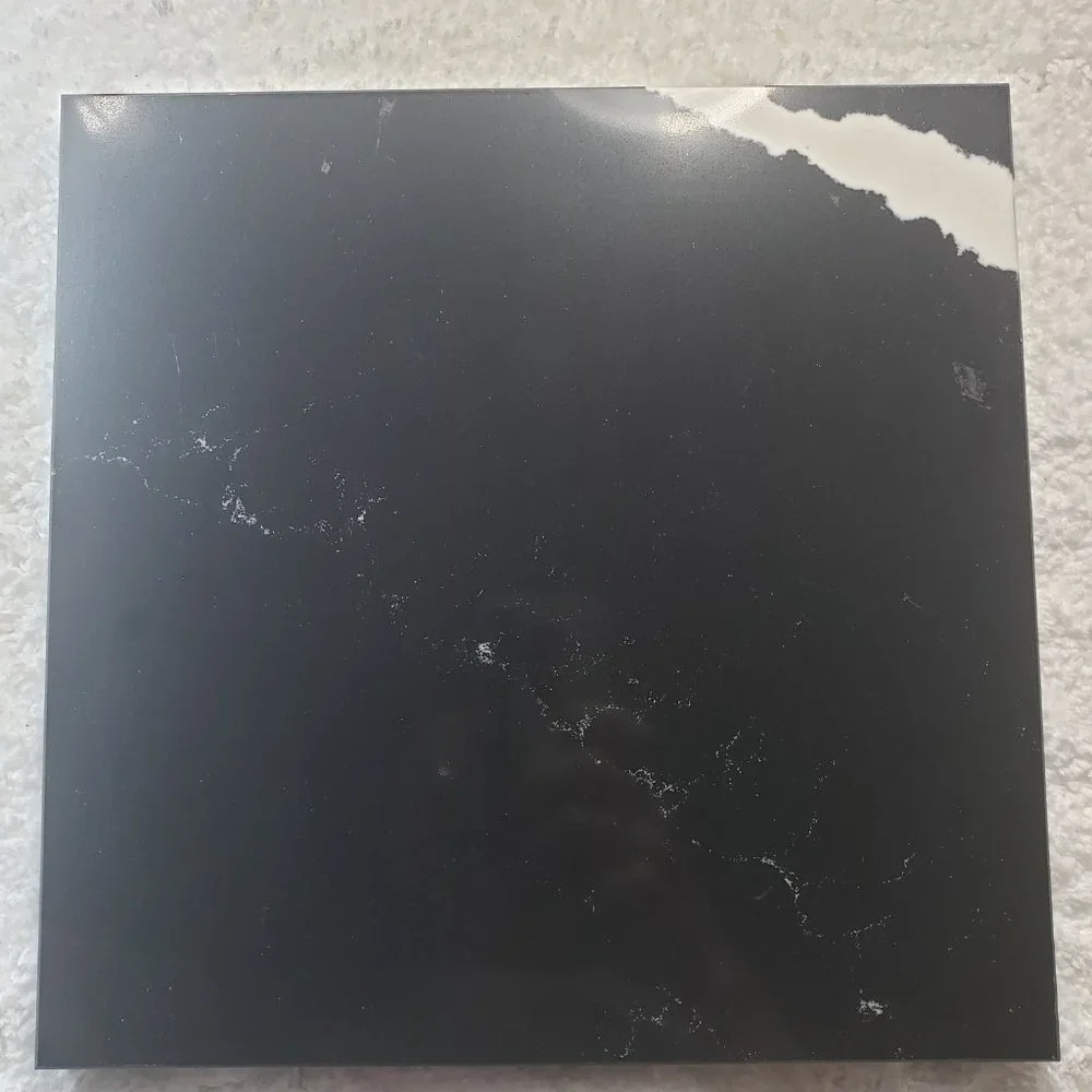 Quartz Stone Cutting Board cheese black marble white veining design 10x10